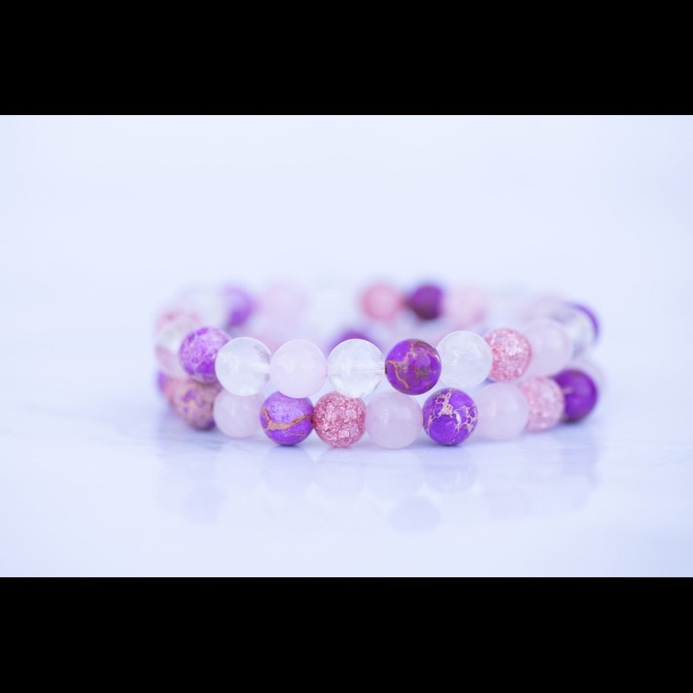 White quartz and rose quartz bracelet